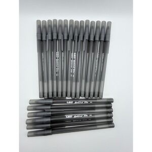 BIC Round Stic Medium Point‎ Ballpoint Pens Black Ink Translucent Barrel Bulk 20